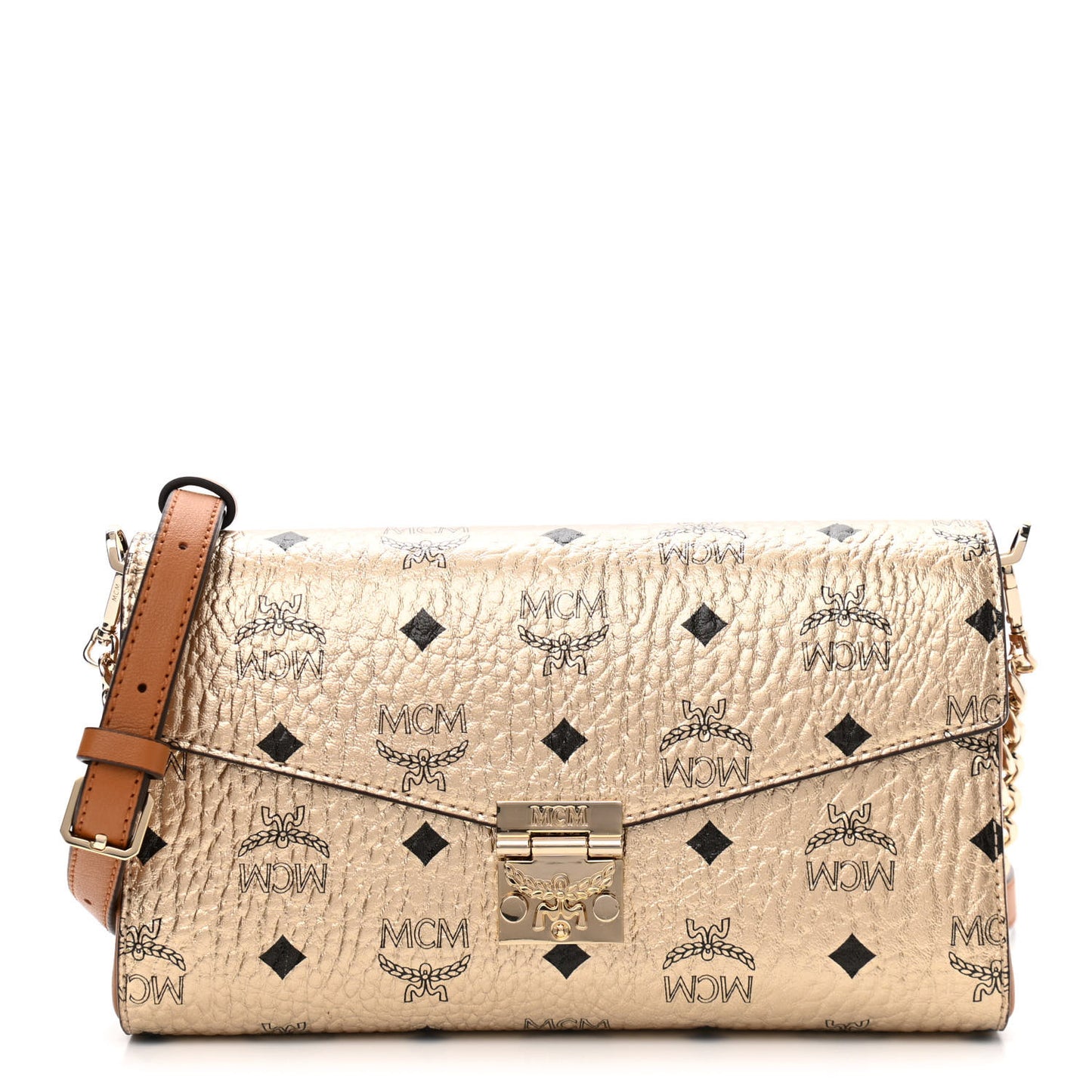 Metallic Visetos Medium Millie Crossbody Bag Berlin Gold