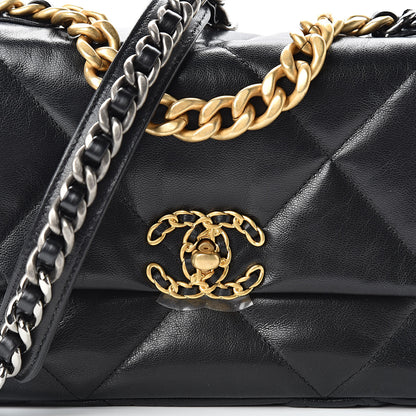 Chanel Goatskin Quilted Medium 19 Flap Black 8 of 11