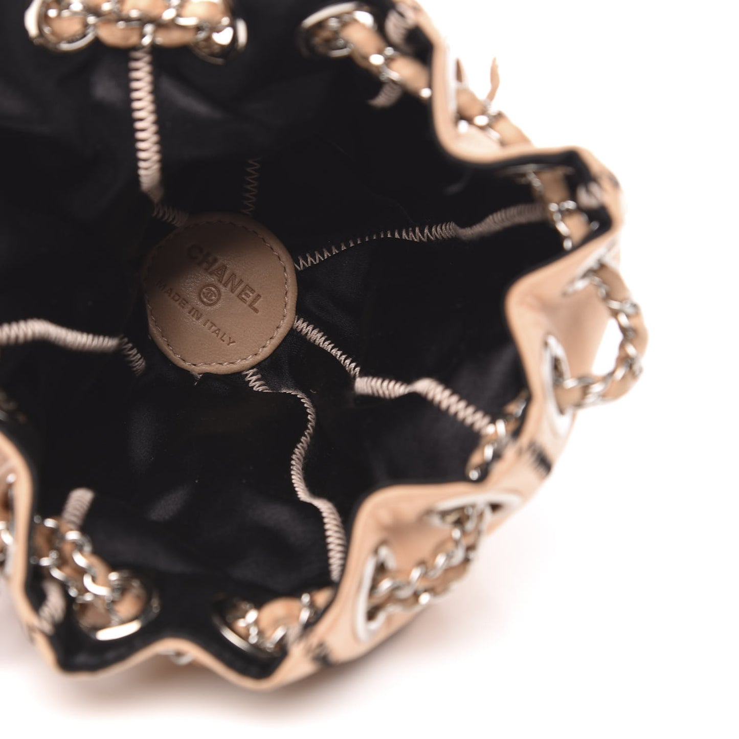 Lambskin Satin Mini Drawstring Tassel Shoulder Bag Rose Clair