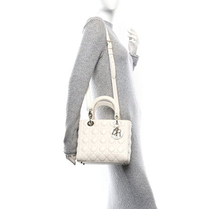 Christian Dior Lambskin Cannage Medium Lady Dior White 2 of 10