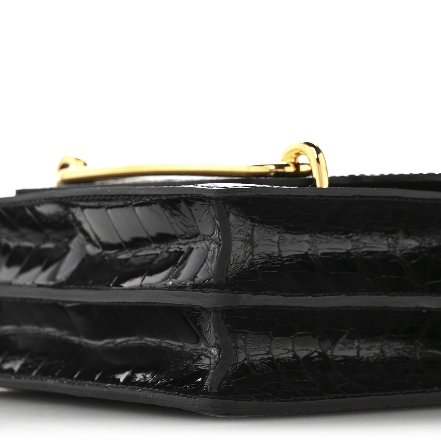 Shiny Alligator Mini Sac Roulis Black