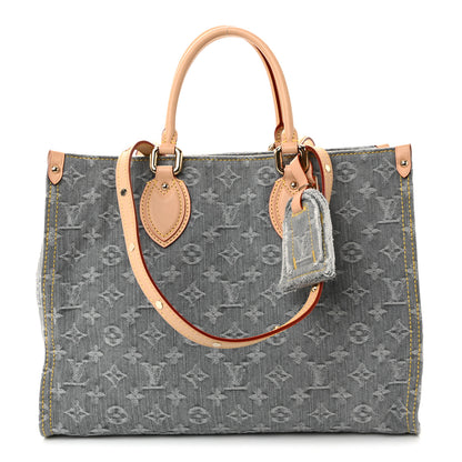Louis Vuitton Monogram Denim Onthego MM Washed Grey 1 of 9