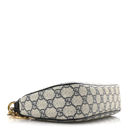 Gucci GG Supreme Monogram Textured Dollar Calfskin Web Small Ophidia GG Handbag Beige Blue 4 of 10