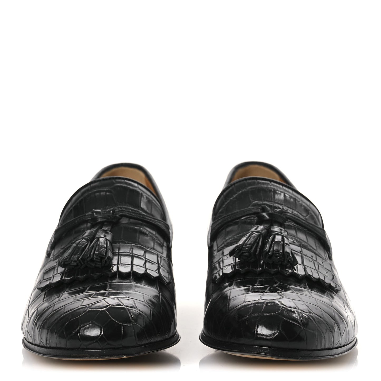 Crocodile Niloticus Mens Tassel Loafers 8 Black