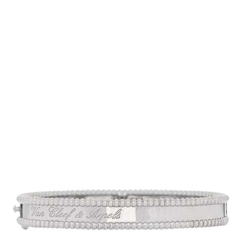 18K White Gold Perlee Signature Bangle Bracelet S
