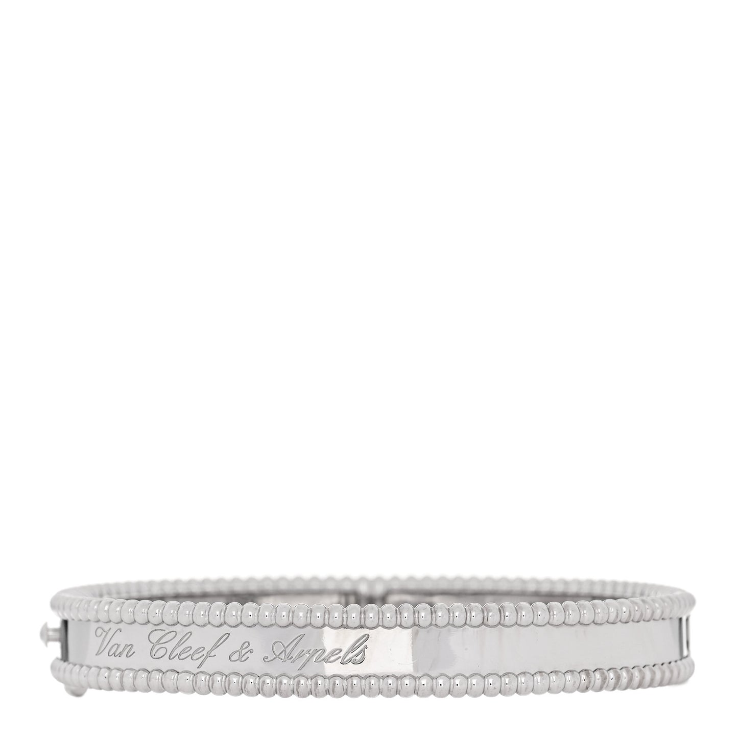 18K White Gold Perlee Signature Bangle Bracelet S