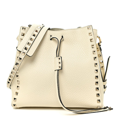 Valentino Garavani Grained Calfskin Rockstud Bucket Bag Ivory 1 of 10
