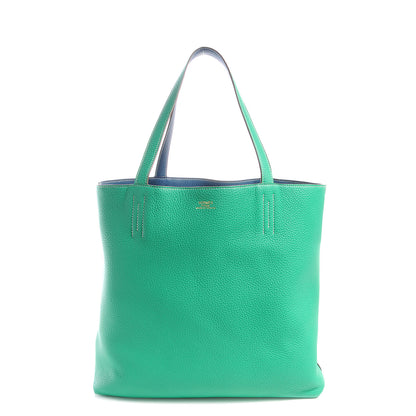 Hermes Taurillon Clemence Double Sens 45 Reversible Tote Menthe and Bleu Thalassa 1 of 8