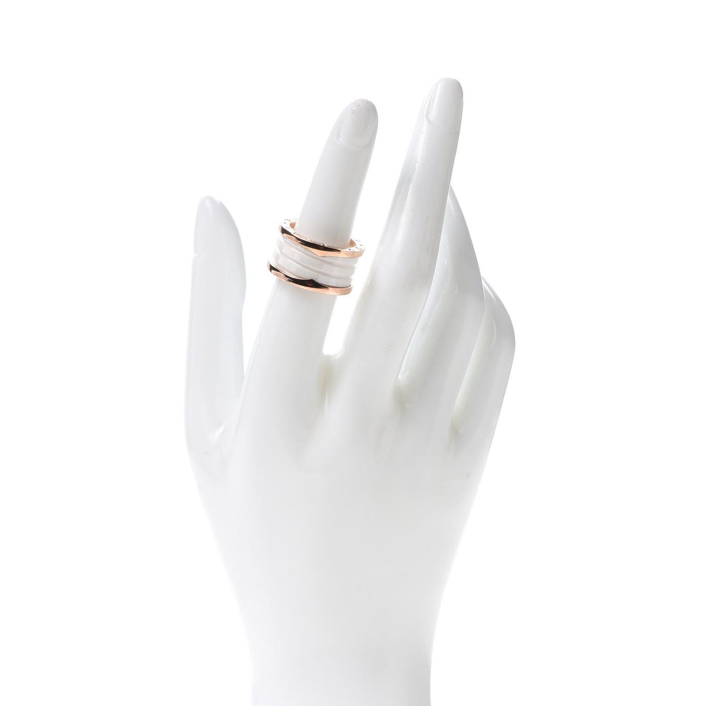 18K Rose Gold White Ceramic B.Zero1 Four-Band Ring 54 6.75