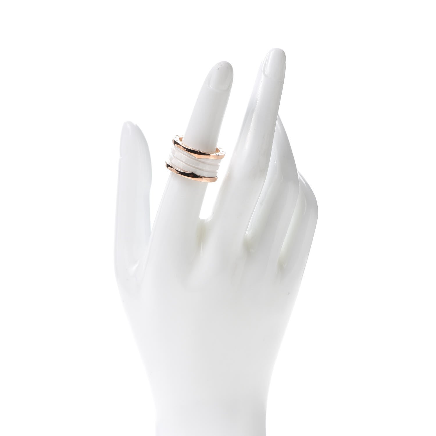 Bulgari 18K Rose Gold White Ceramic B.Zero1 Four-Band Ring 54 6.75 2 of 5