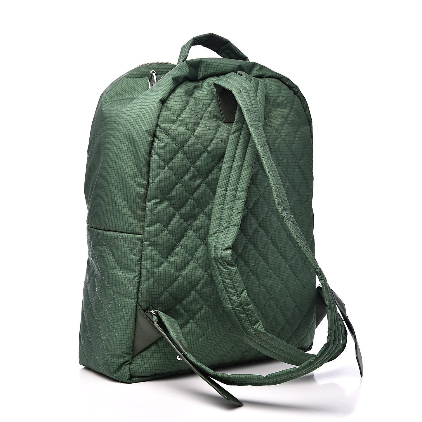 Nylon Quilted CC Backpack Green White