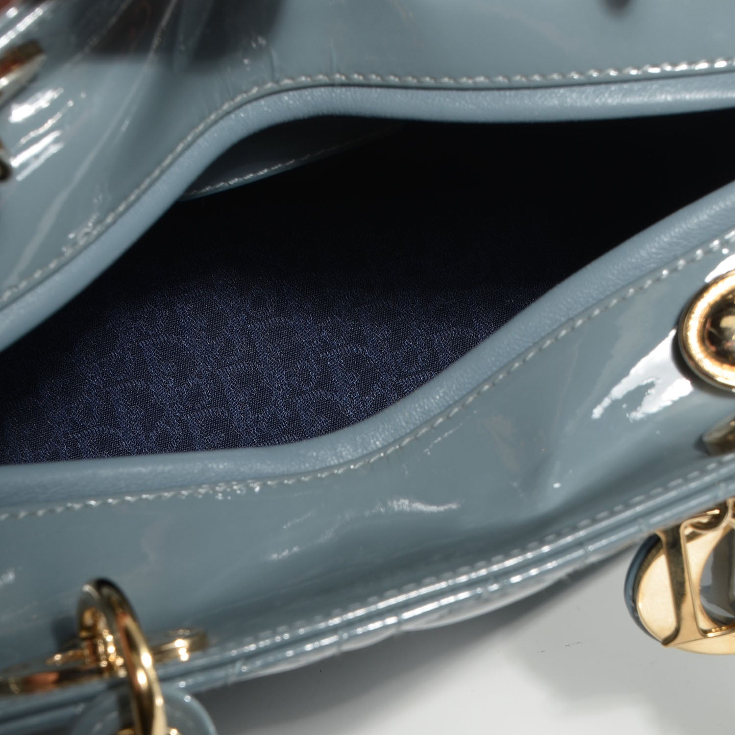 Christian Dior Patent Cannage Medium Lady Dior Blue 9 of 9