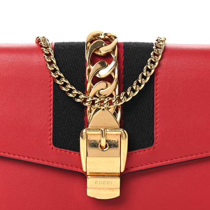 Gucci Calfskin Super Mini Sylvie Chain Shoulder Bag Hibiscus Red 8 of 14