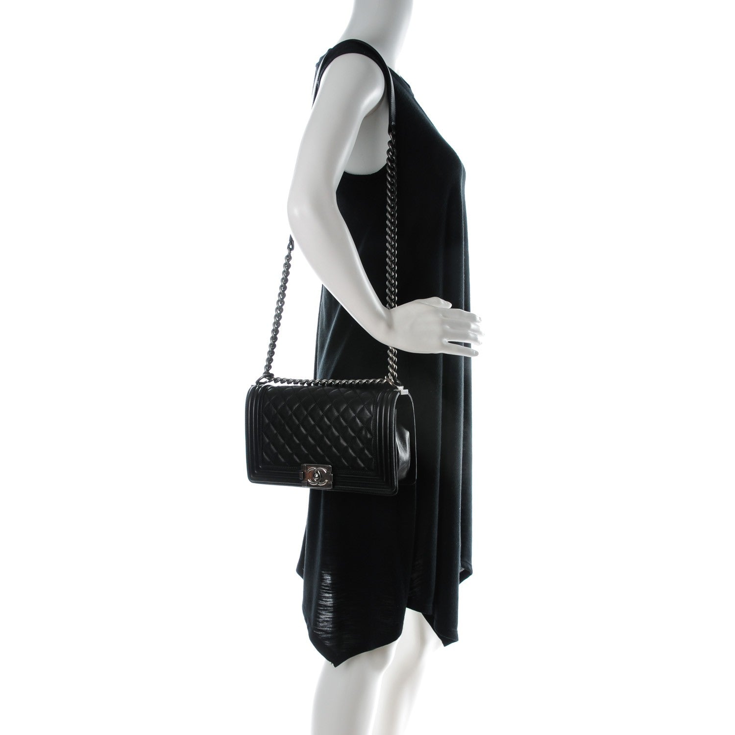 Chanel Lambskin Quilted Medium Boy Flap Black 2 of 8
