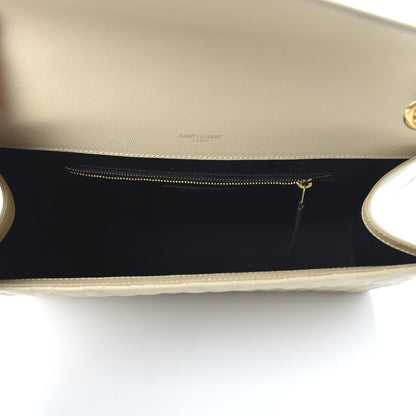 Saint Laurent Grain De Poudre Large Tri-Quilt Monogram Satchel Nude Powder 5 of 9