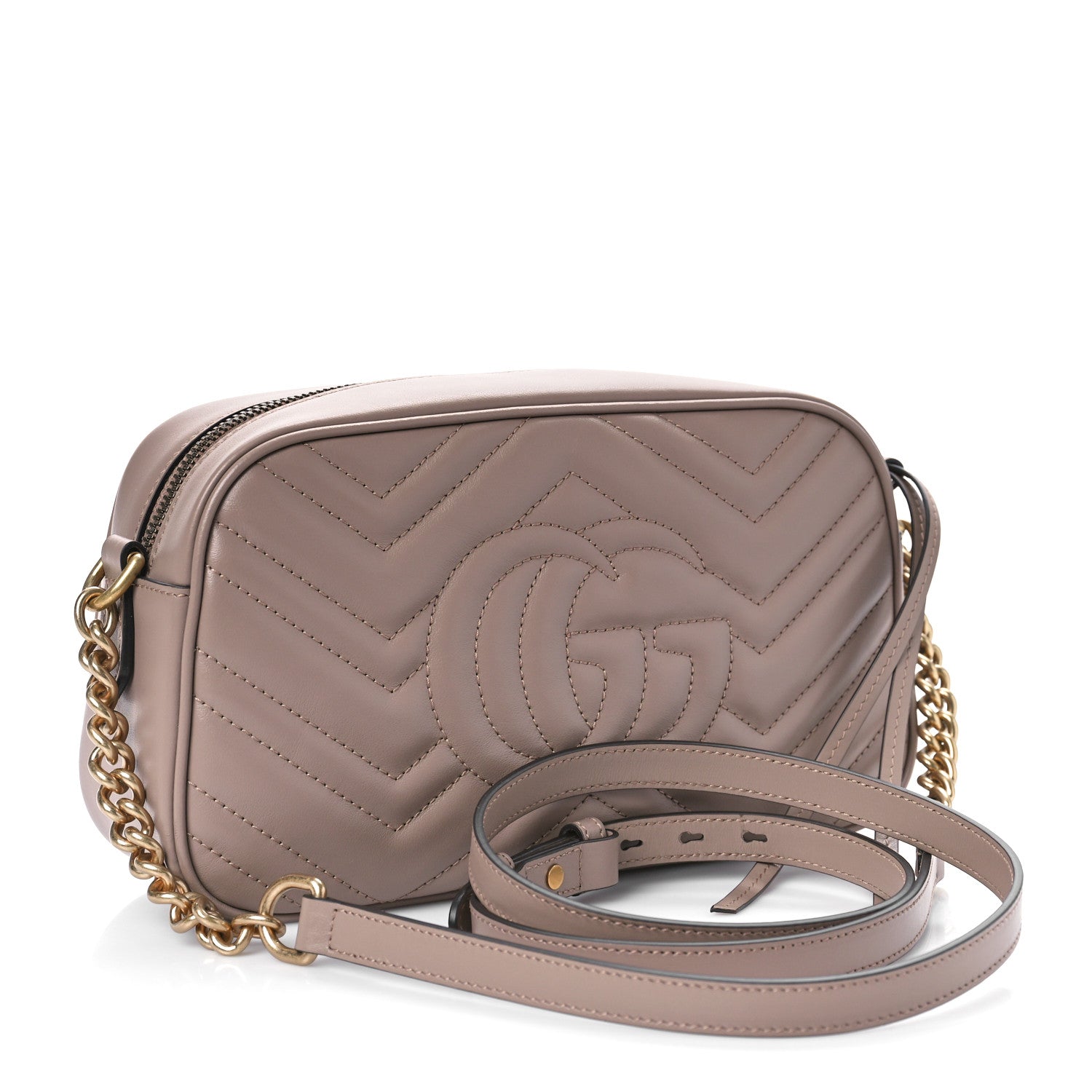 Gucci Calfskin Matelasse Small GG Marmont Chain Shoulder Bag Porcelain Rose 3 of 9