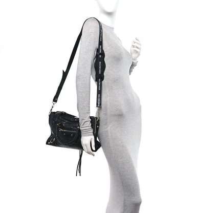 Balenciaga Agneau Classic Silver Hardware S City Logo Strap Black White 2 of 11