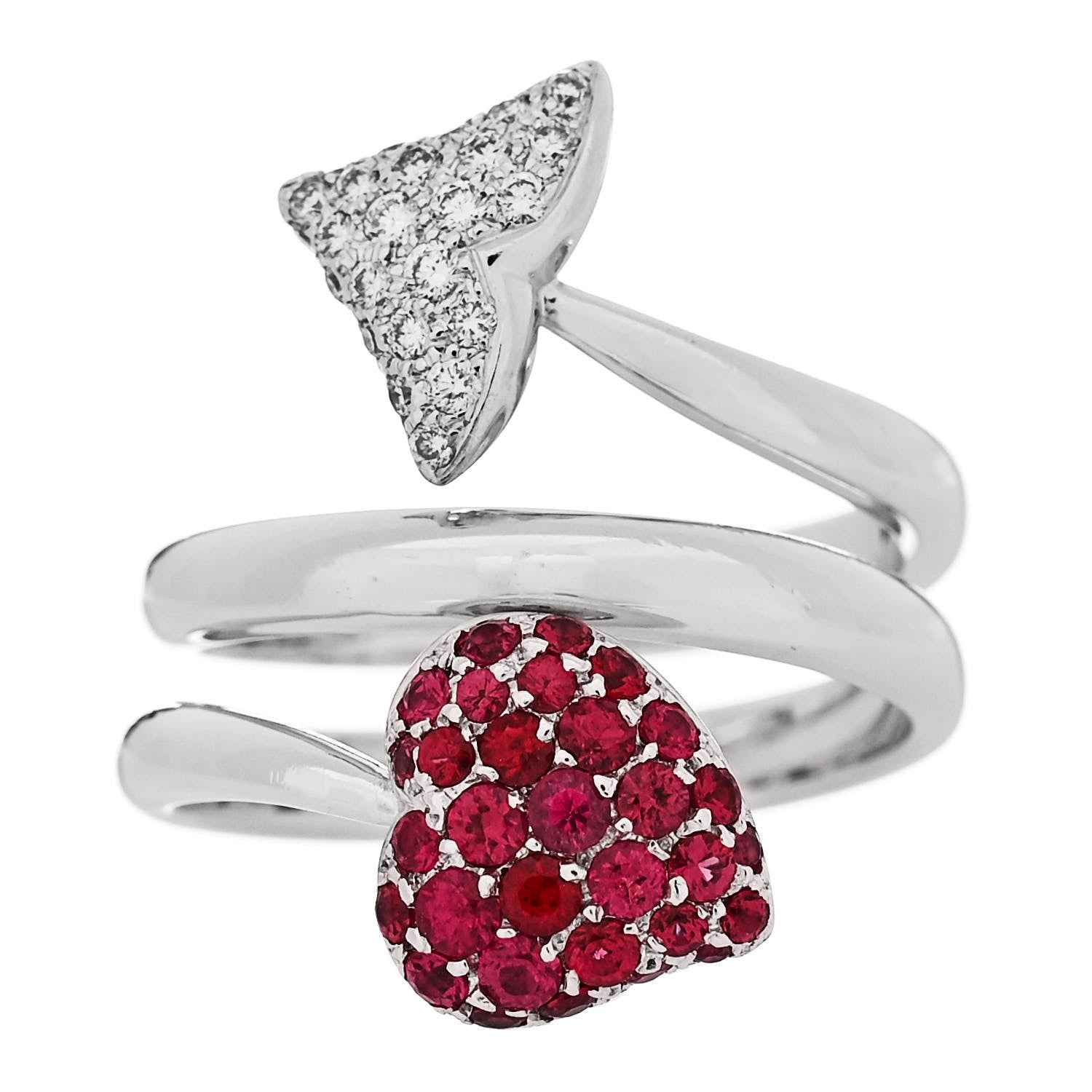 Christian Dior 18K White Gold Diamond Ruby Bague Diablotine Ring 53 6.25 1 of 4