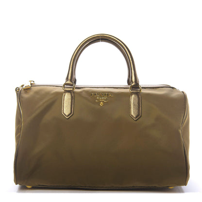 Prada Metallic Tessuto Nylon Saffiano Bauletto Gold 1 of 13