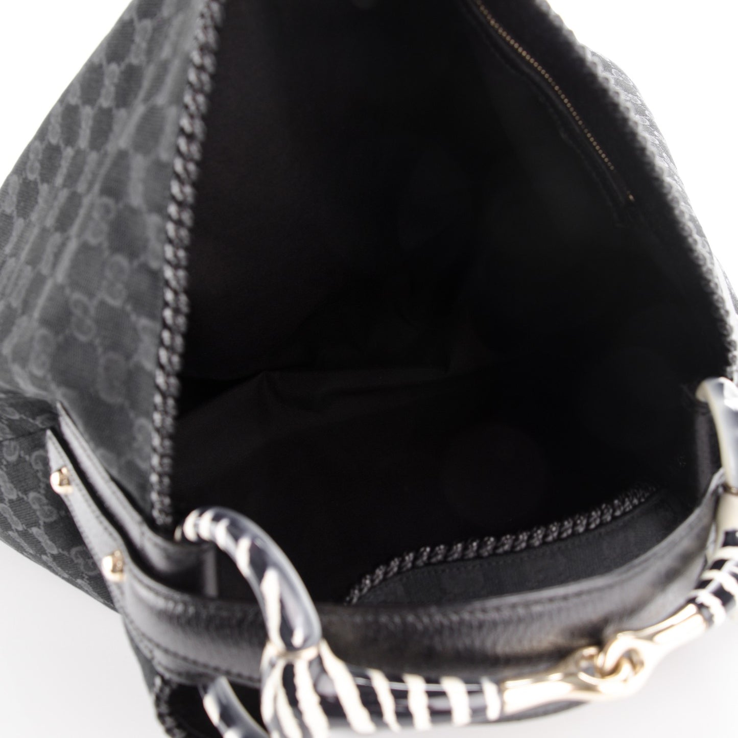 Monogram Large Horsebit Chain Hobo Black