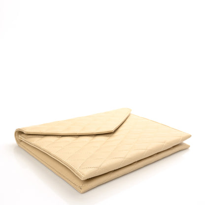 Saint Laurent Lambskin Quilted Sade Envelope Clutch Blanc Vintage 4 of 7