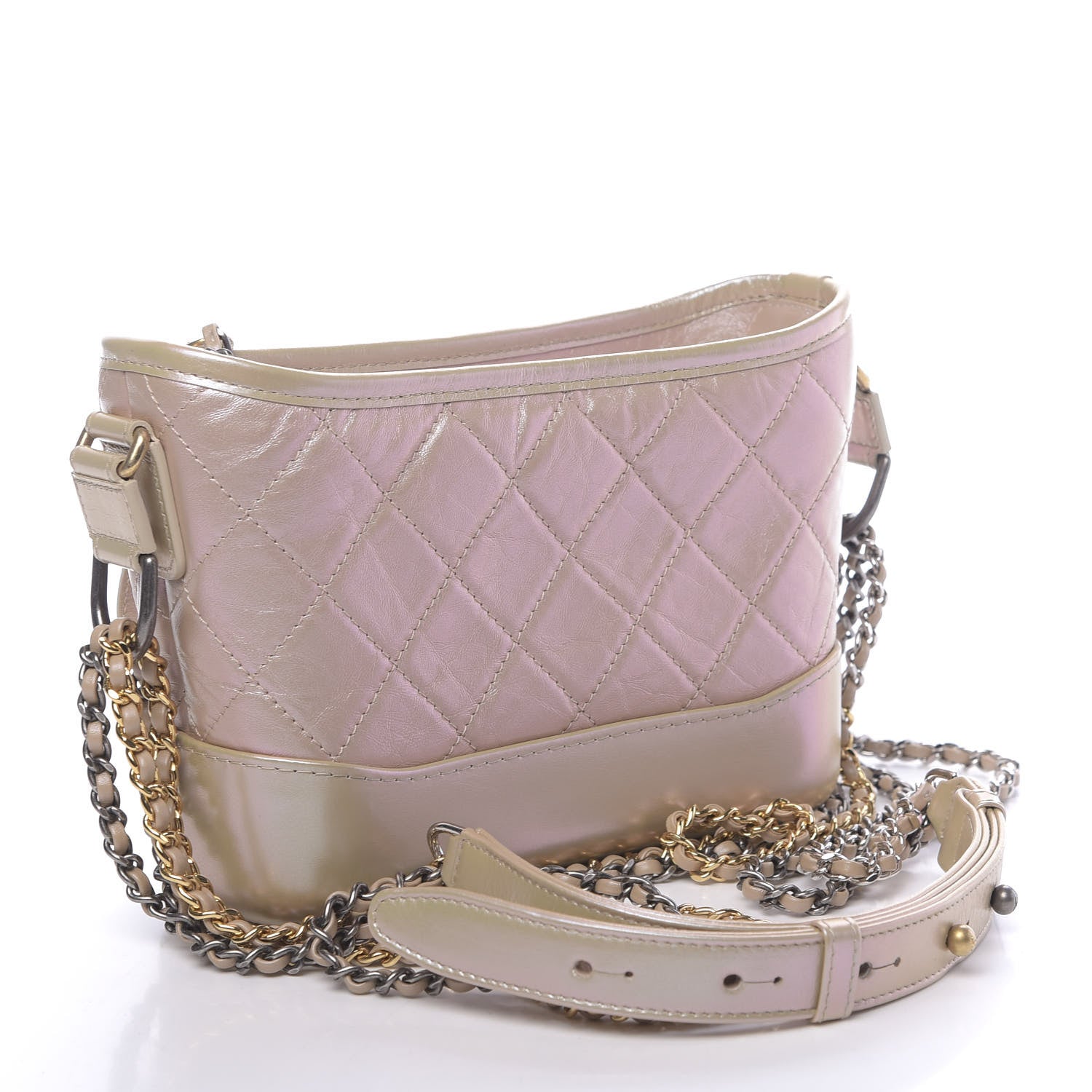 Chanel Iridescent Aged Calfskin Quilted Small Gabrielle Hobo Light Pink 3 of 10