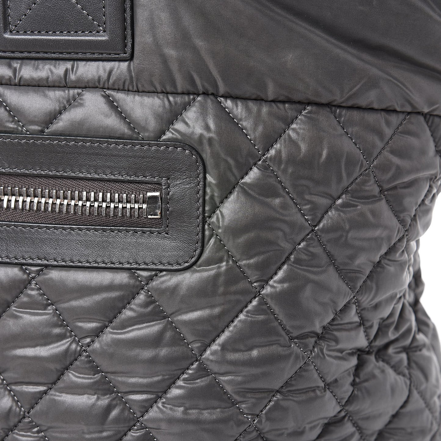 Nylon Quilted Large Coco Cocoon Tote Grey