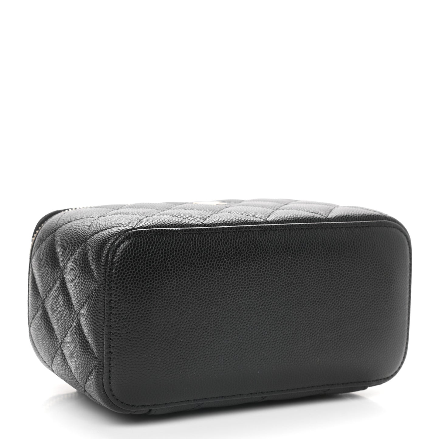 Caviar Quilted Small Vanity Case With Chain Black