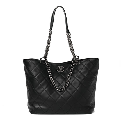 Chanel Calfskin Quilted Large Shopping In Chains Tote Black 1 of 10