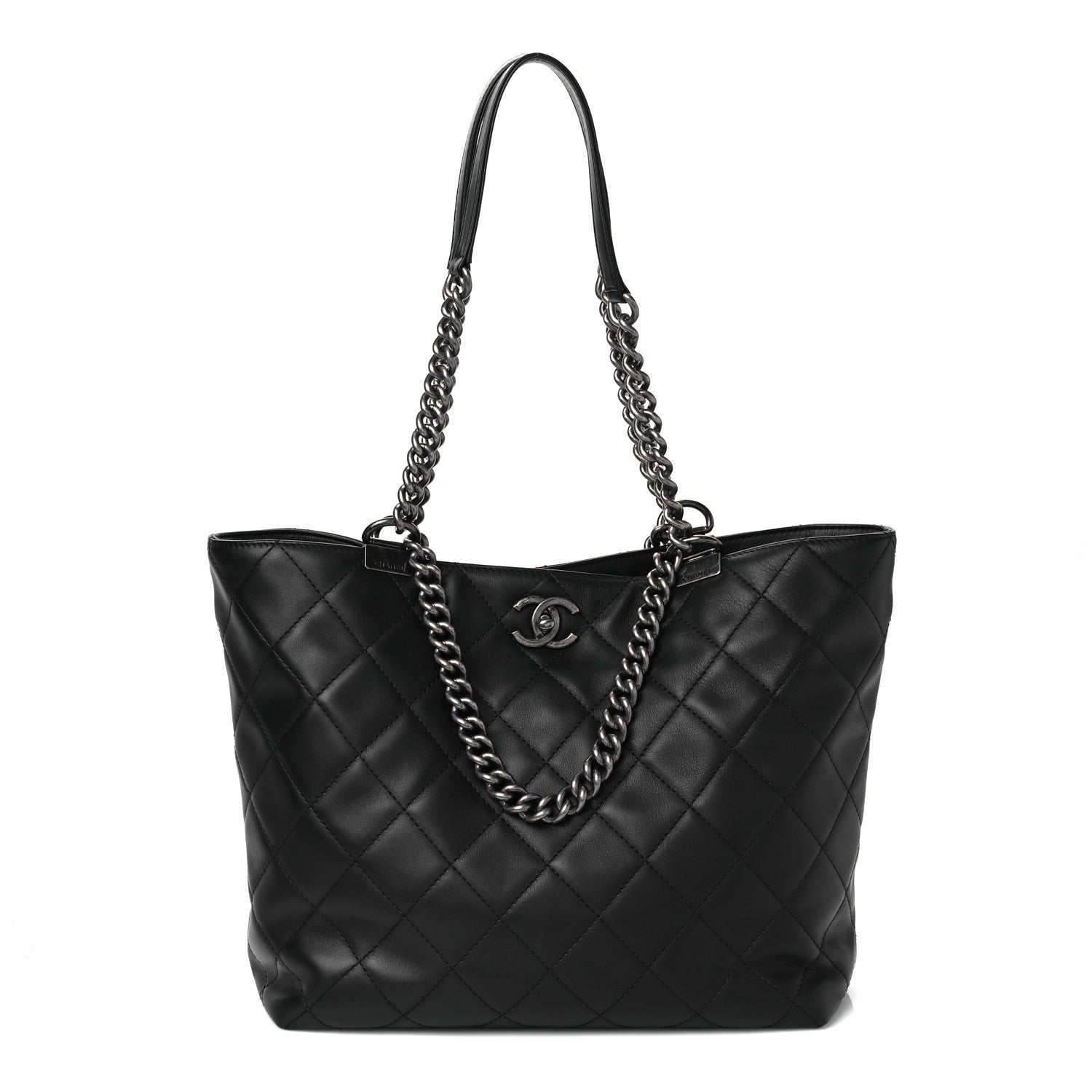 Chanel Calfskin Quilted Large Shopping In Chains Tote Black 1 of 10