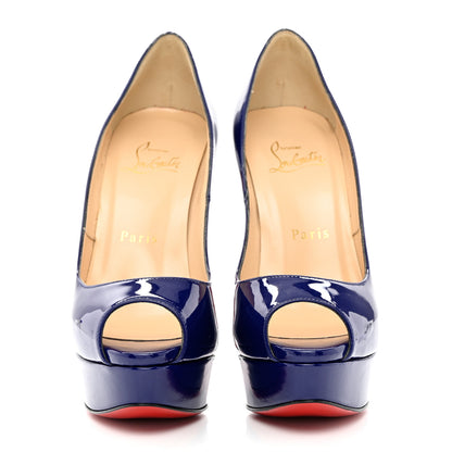 Christian Louboutin Patent Lady Peep 150 Pumps 36 China Blue 2 of 8