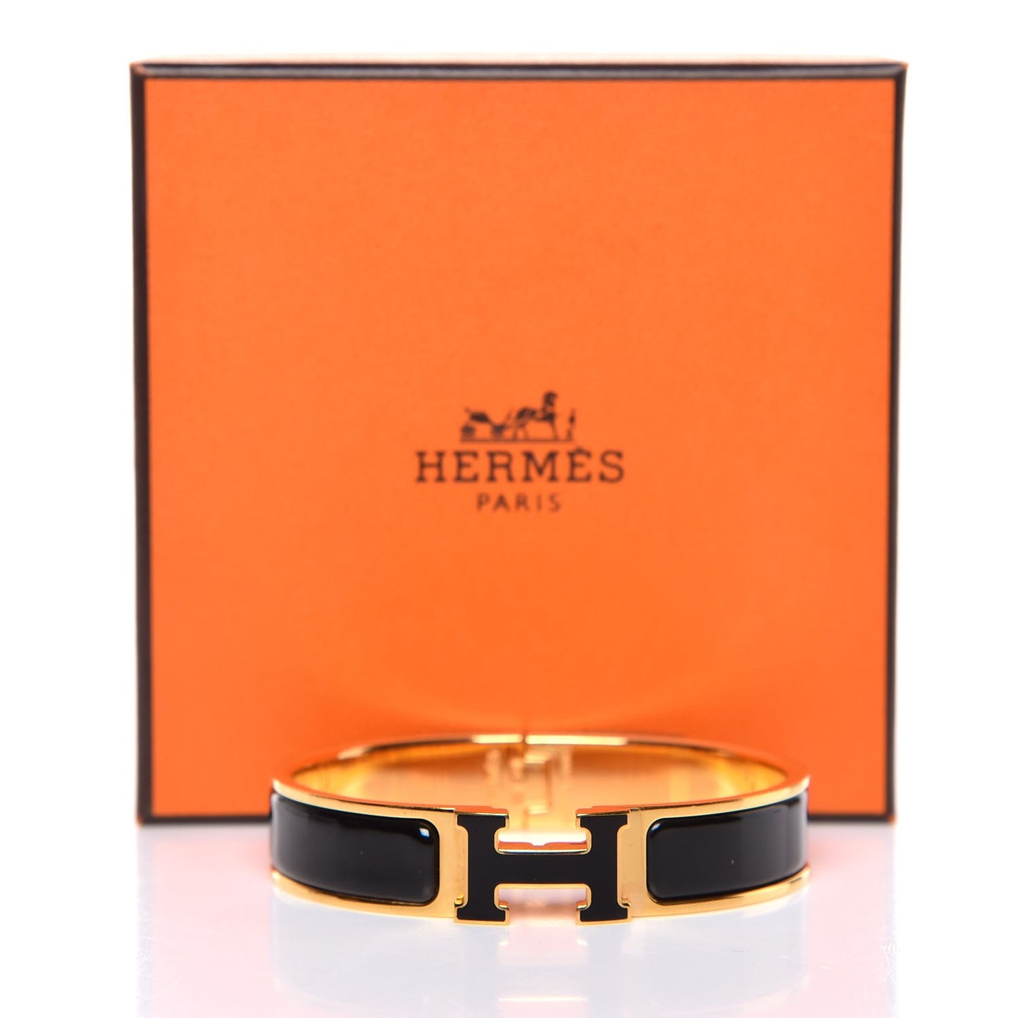 Enamel Narrow Clic Clac H Bracelet PM Black