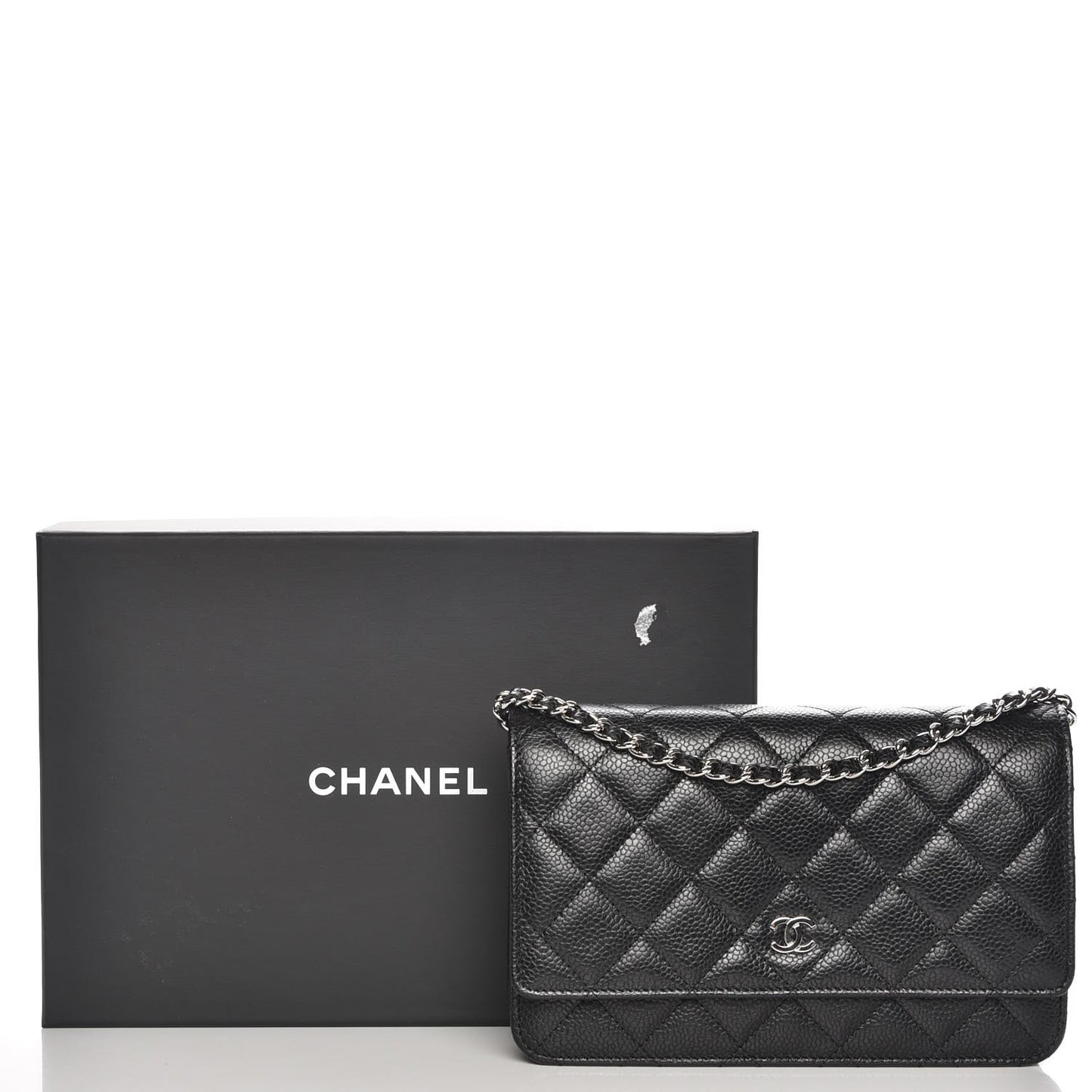 Caviar Quilted Wallet On Chain WOC Black