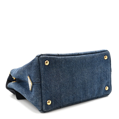 Prada Denim Small Logo Tote Bleu 4 of 9