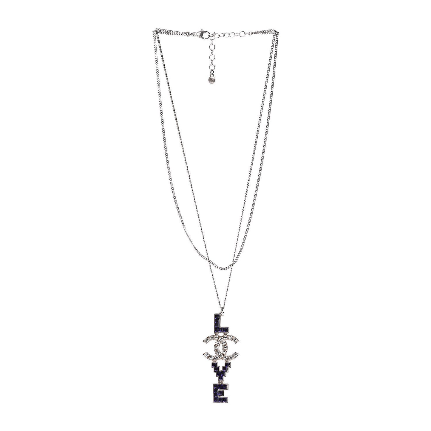 Crystal Love CC Pendant Necklace Purple Silver