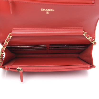 Chanel Lambskin Quilted Boy Wallet On Chain WOC Red 5 of 11