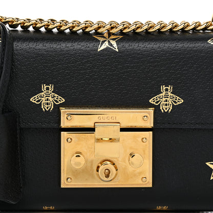 Gucci Grained Calfskin Bee Star Small Padlock Shoulder Bag Black 9 of 12