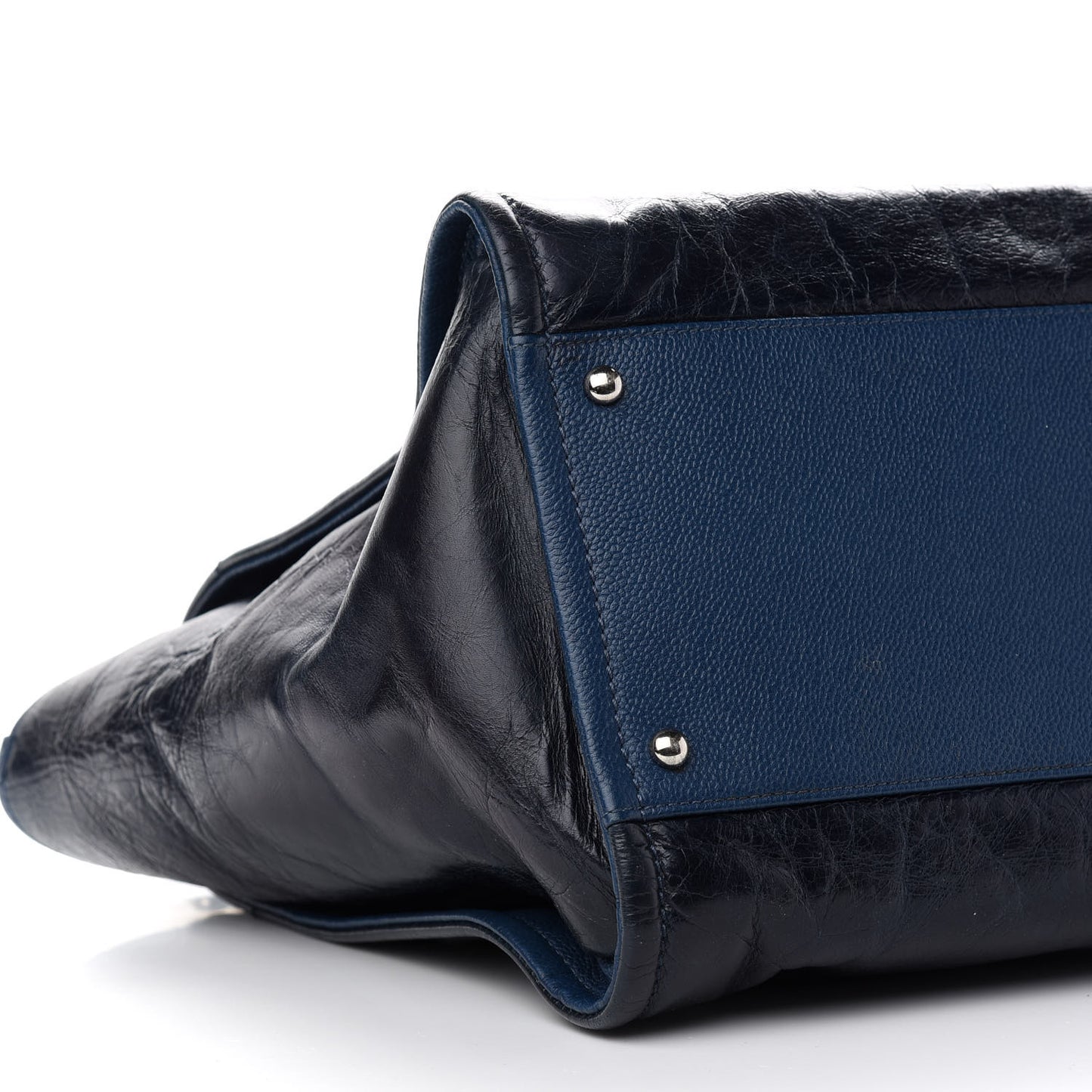 Glazed Calfskin Medium Deauville Tote Blue