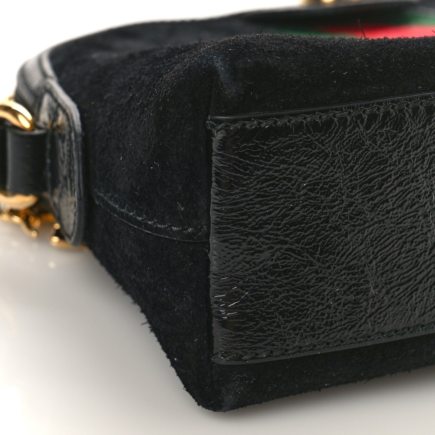 Gucci Suede Patent Web GG Small Ophidia Dome Shoulder Bag Black 8 of 9