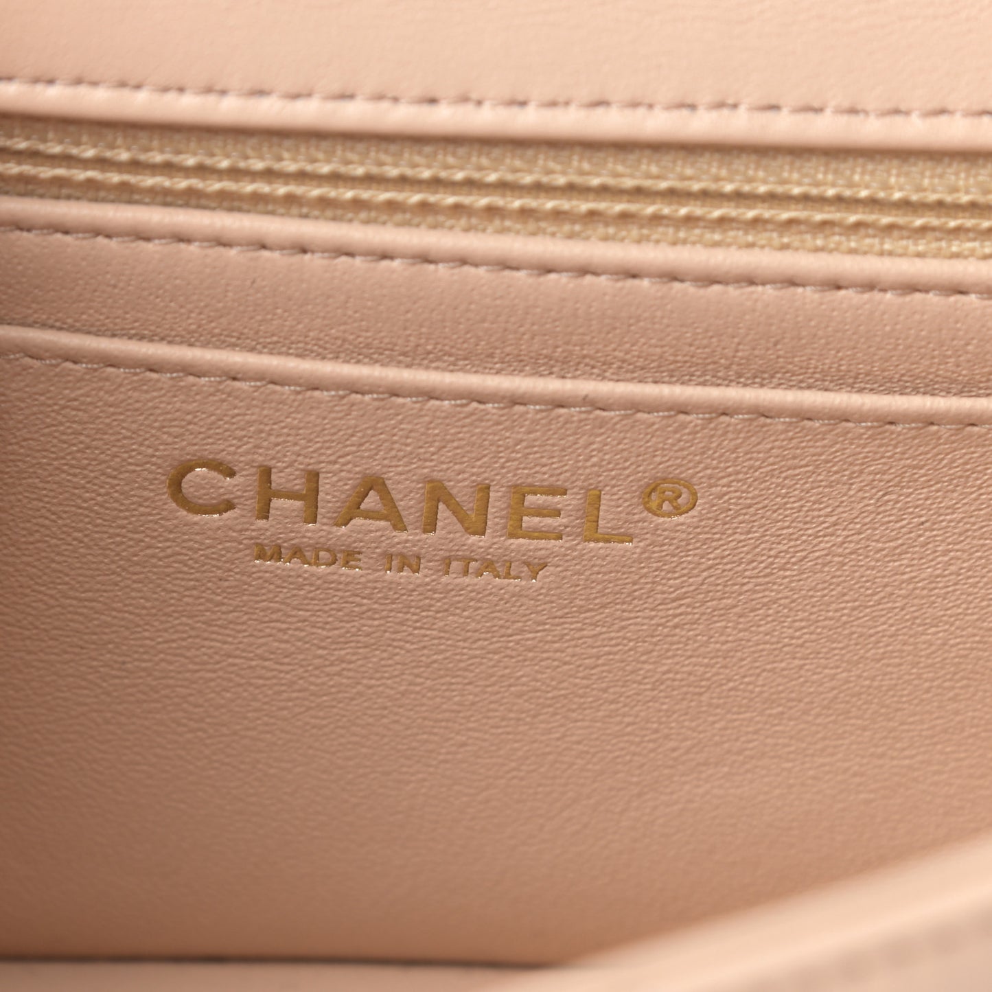 Lambskin Quilted Mini Rectangular Flap Beige