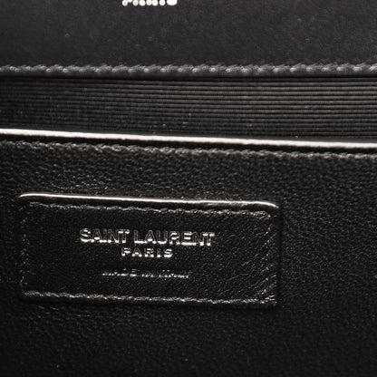 Saint Laurent Velvet Matelasse Chevron Medium Triquilt Monogram Satchel Navy 6 of 9
