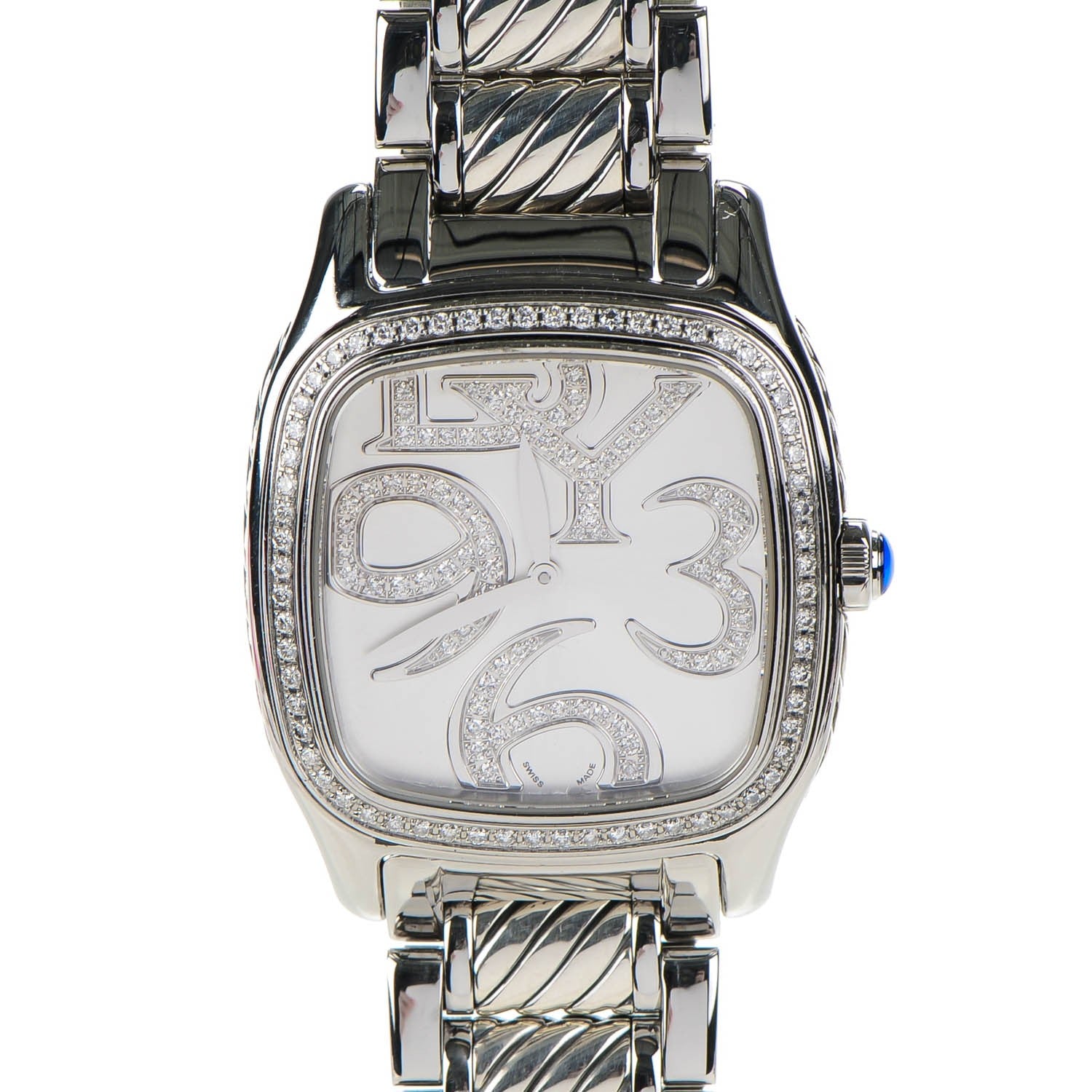 David Yurman Stainless Steel Diamond Bezel Dial 32mm Thoroughbred Quartz Watch 1 of 6