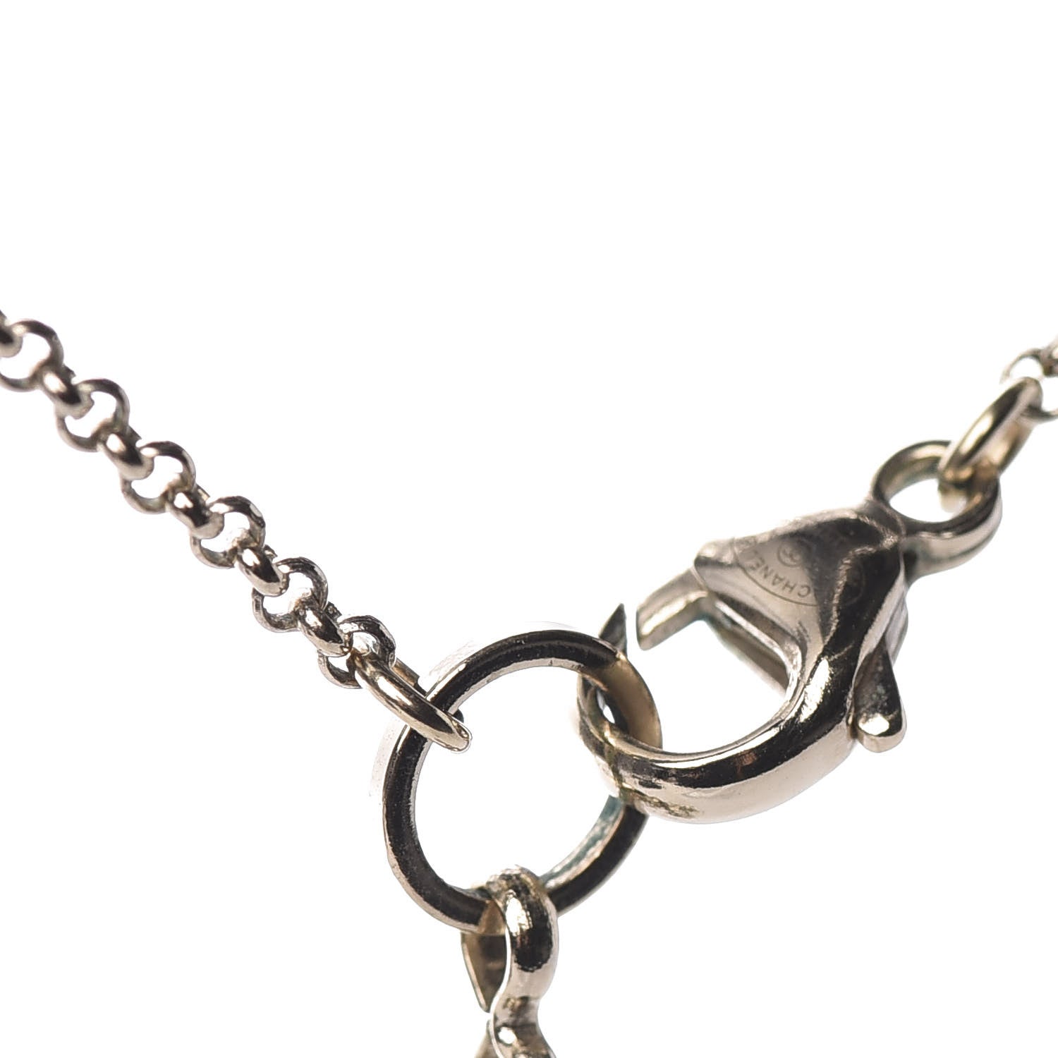Chanel Resin Strass Perfume Bottle CC Necklace Black Gold 5 of 6