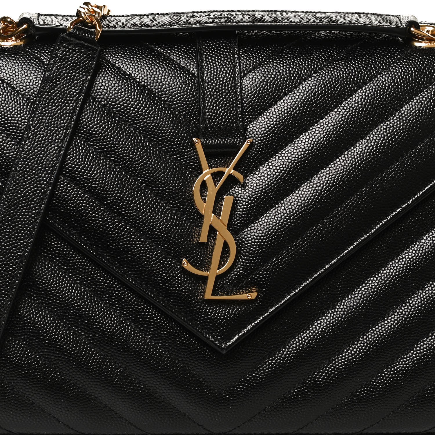 Saint Laurent Grain De Poudre Matelasse Chevron Medium Monogram Satchel Black 8 of 10