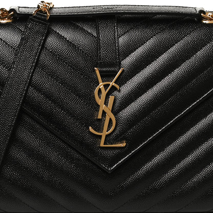 Saint Laurent Grain De Poudre Matelasse Chevron Medium Monogram Satchel Black 8 of 10