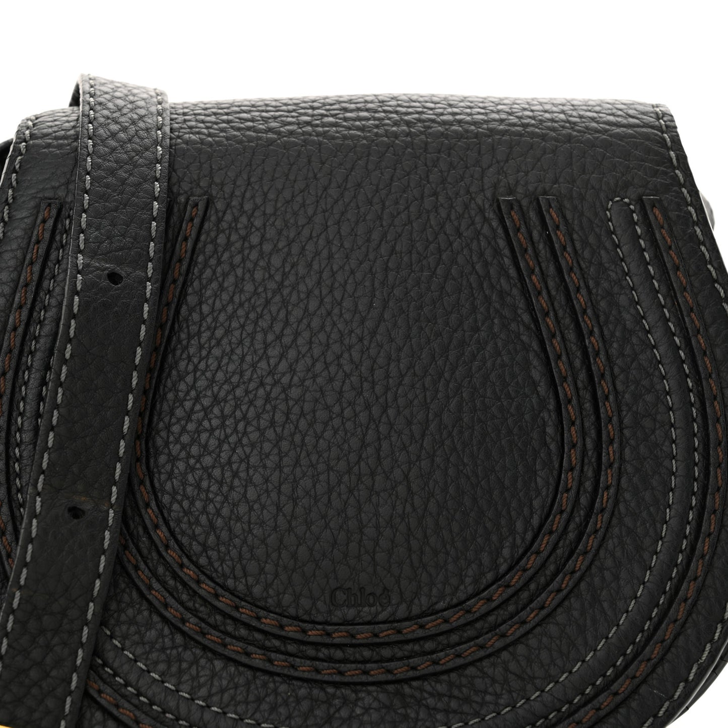 Calfskin Small Marcie Saddle Bag Black