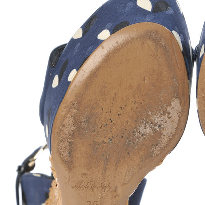 Louis Vuitton Raffia Canvas Hearts Tuileries Wedge Sandals 36 Blue 19 of 20