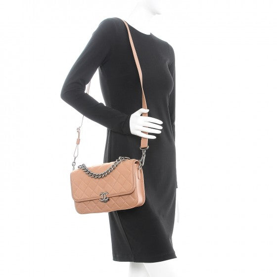 Chanel Caviar Iridescent Calfskin Quilted Medium Daily Carry Messenger Brown 11 of 19