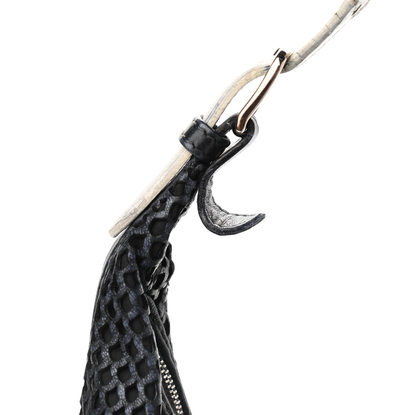 Leather Perforated Hobo Black