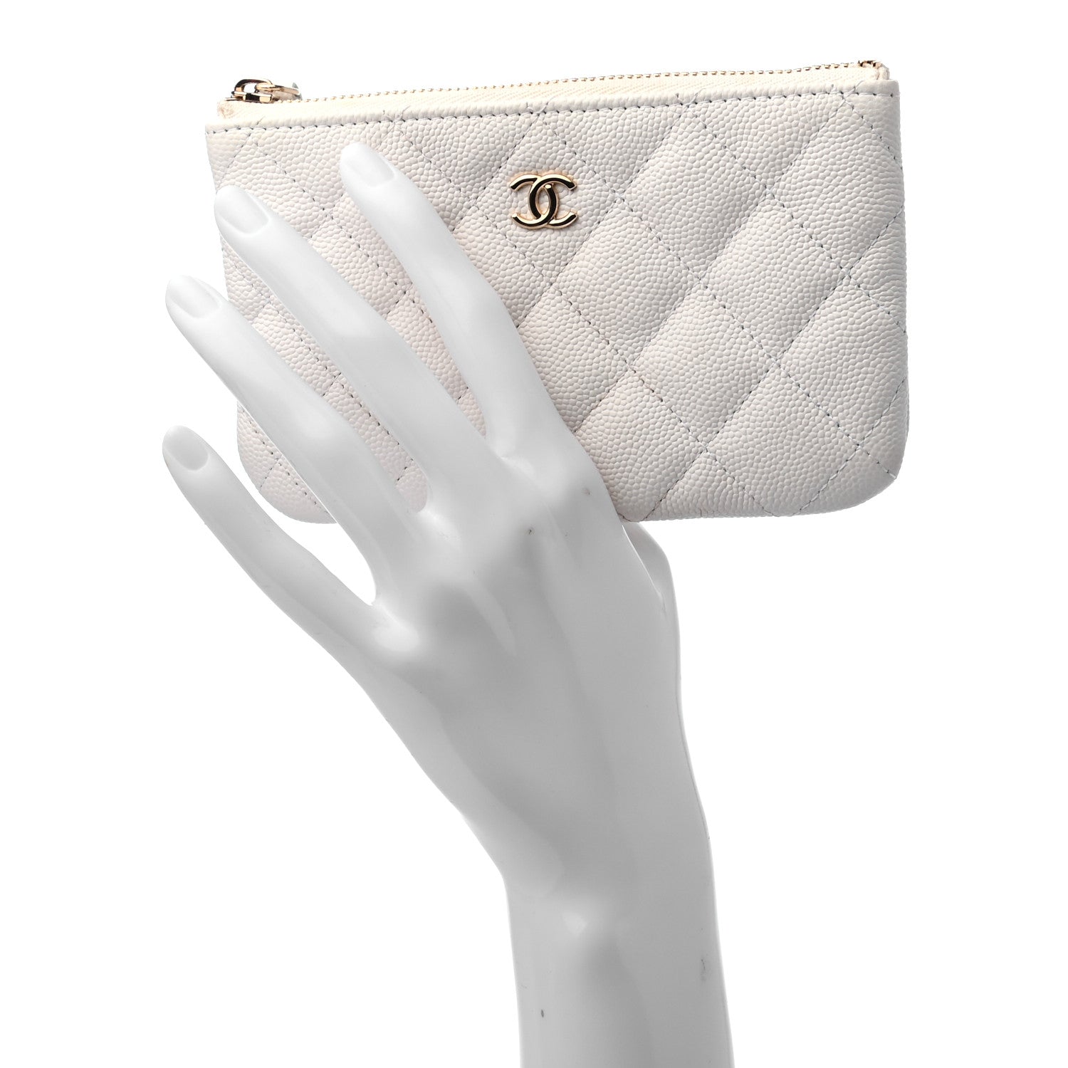 Chanel Caviar Quilted Small Cosmetic Case White 2 of 7